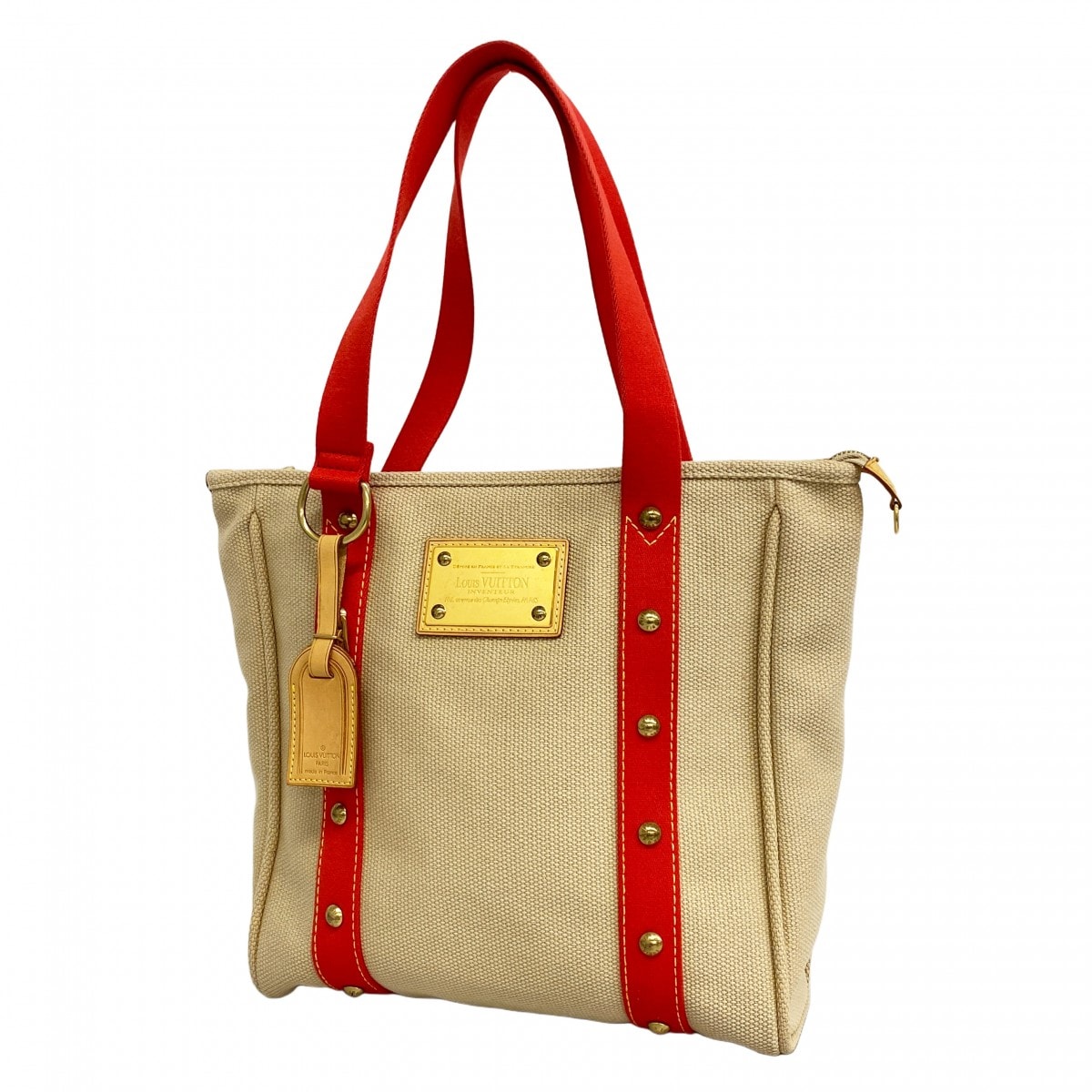 【6dd4121-k】ルイヴィトン トートバッグ アンティグア カバMM M40035 ベージュ【中古】レディース