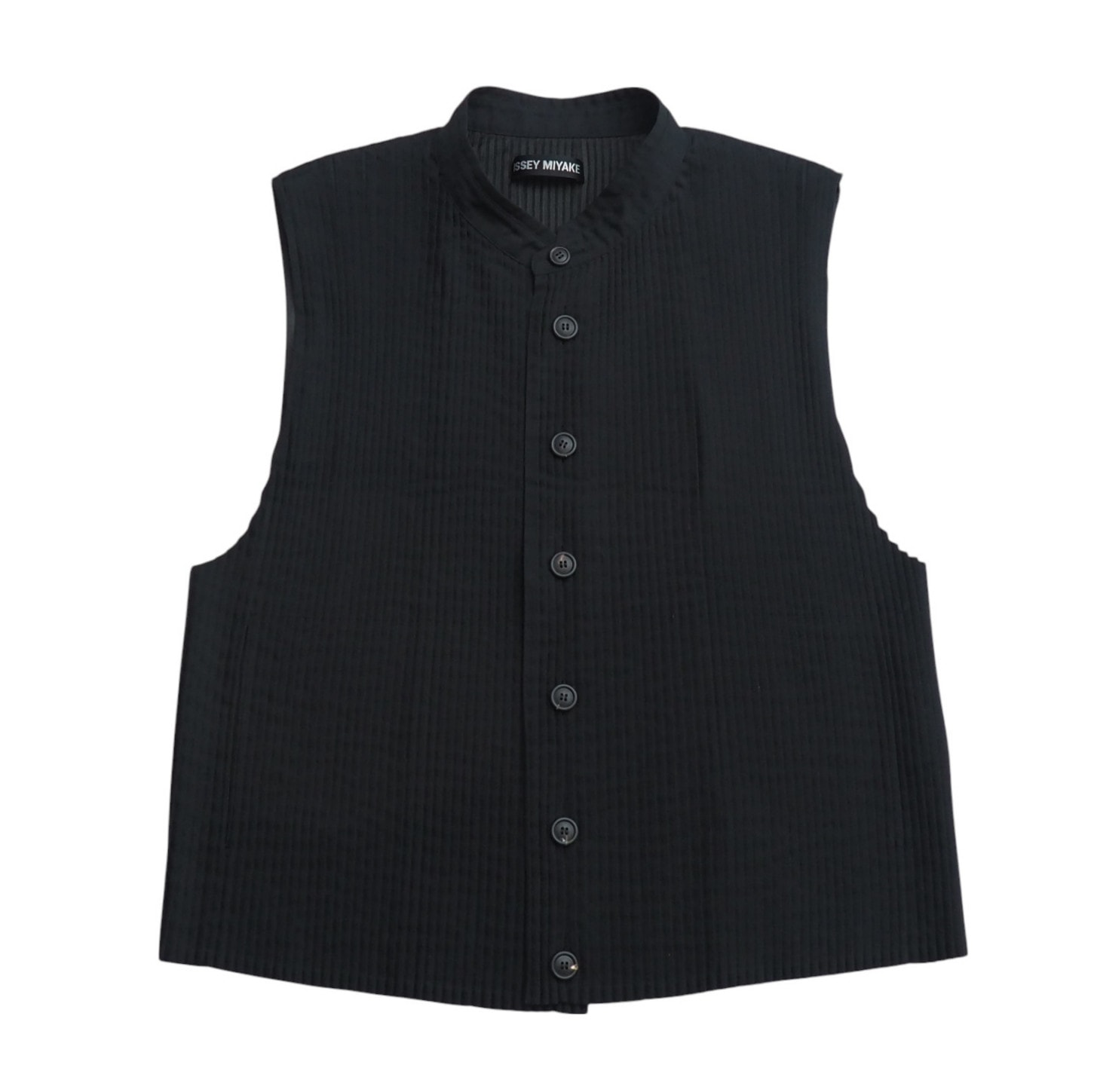 ISSEY MIYAKE イッセイミヤケ ベスト サイズ2 プリーツ ノースリーブ スタンドカラー 前開き 無地 ブランド古着【中古】20250703/RA5334