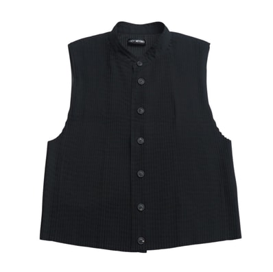 ISSEY MIYAKE イッセイミヤケ ベスト サイズ2 プリーツ ノースリーブ スタンドカラー 前開き 無地 ブランド古着【中古】20250703/RA5334
