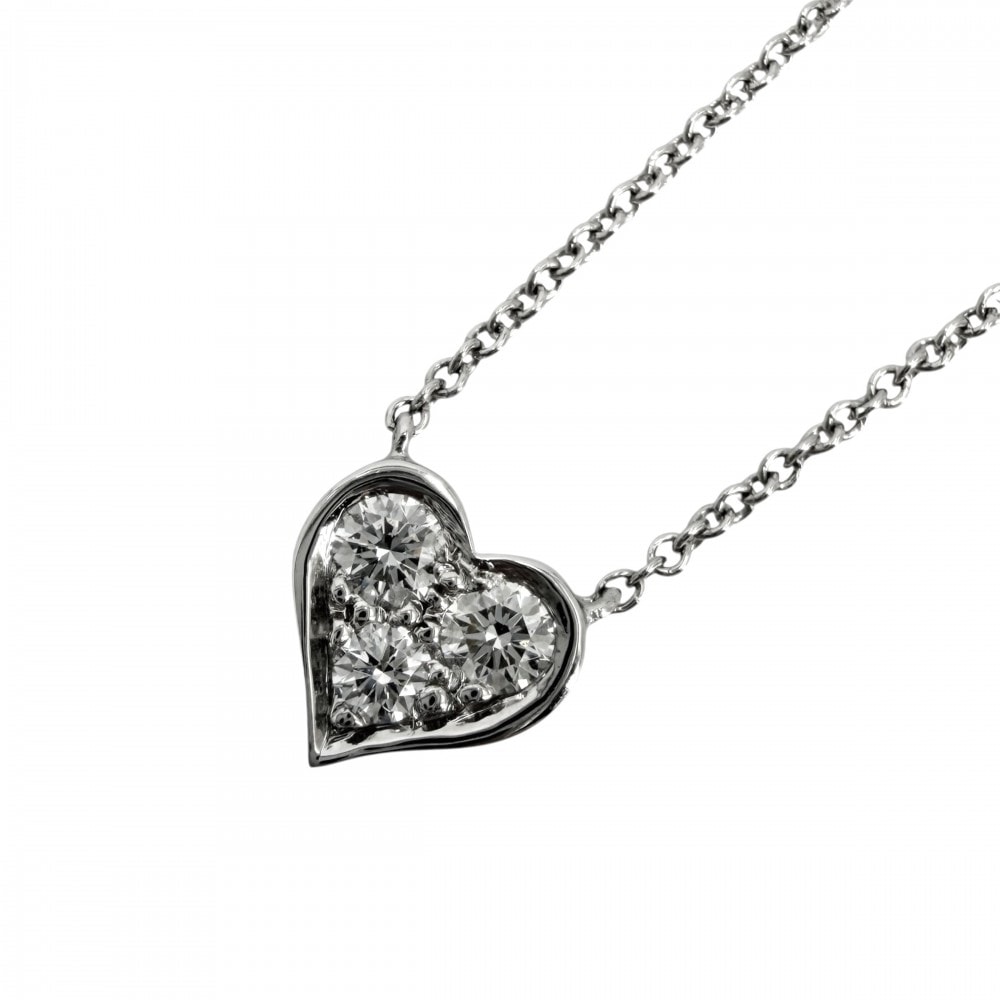 TIFFANY&Co. ティファニー ネックレス センチメンタル ハート ジュエリー アクセサリー Pt950プラチナ ダイヤモンド レディース 約3.3g 美品【中古品】