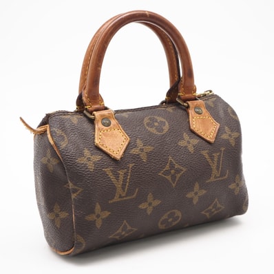 LOUIS VUITTON ルイ・ヴィトン モノグラム ミニスピーディ M41534 ハンドバッグ ブラウン コーティングキャンバス レザー レディース