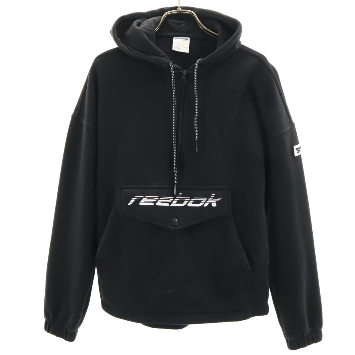 Reebok CLASSIC リーボッククラシック 長袖 ハーフジップ スウェットパーカー S ブラック アノラック