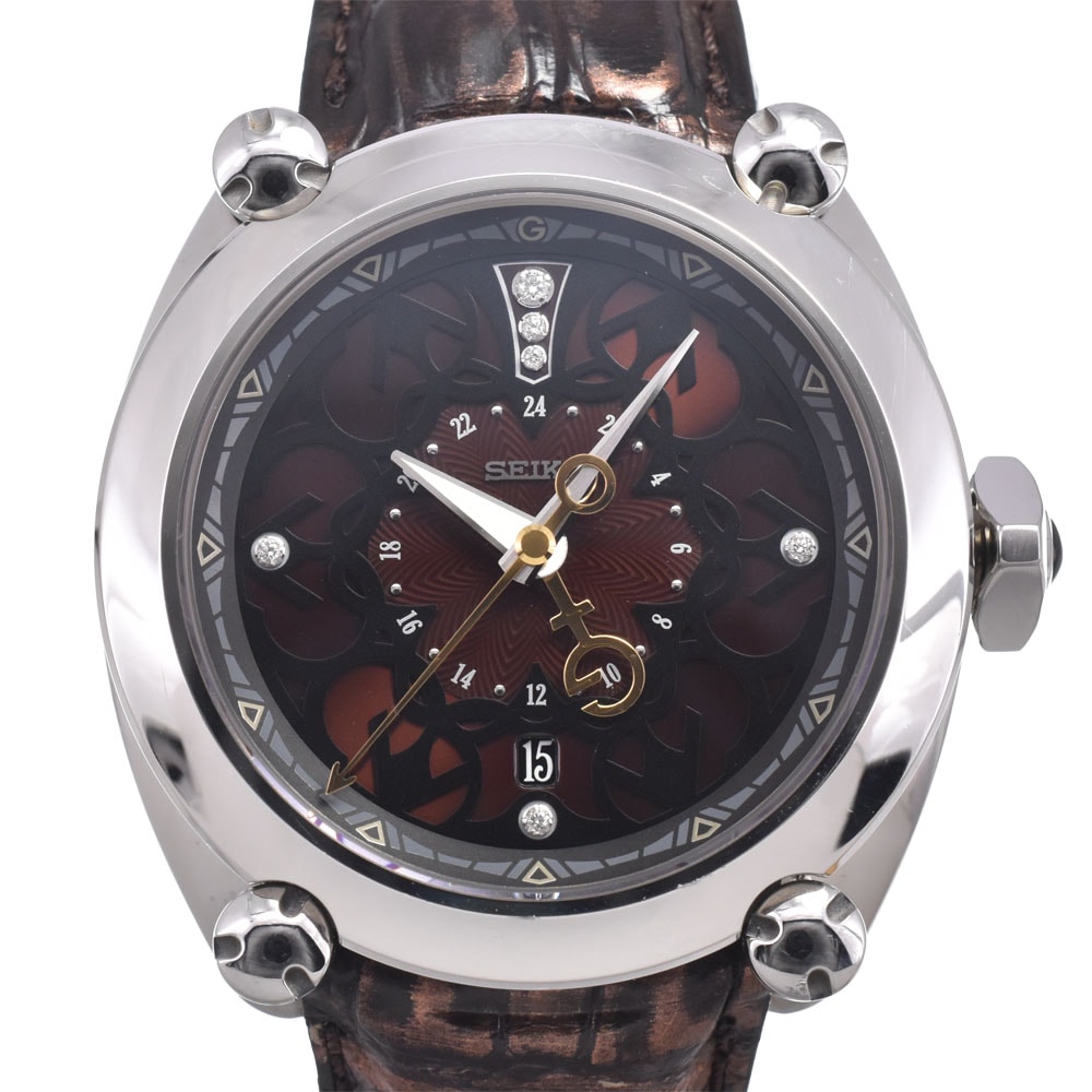 セイコー SEIKO SBLM009/8L36-00C0 ガランテ 100本限定 6P ダイヤモンド GMT 自動巻き メンズ 良品 内箱・保証書付き 腕時計 M#151324