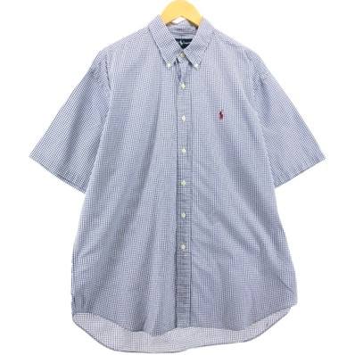 古着 ラルフローレン Ralph Lauren BLAKE 半袖 ボタンダウン チェックシャツ メンズXL相当/eaa554334