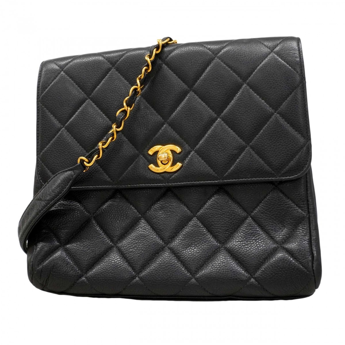 【6dd4940】シャネル ショルダーバッグ マトラッセ チェーンショルダー ラムスキン ブラック ゴールド金具【中古】レディース