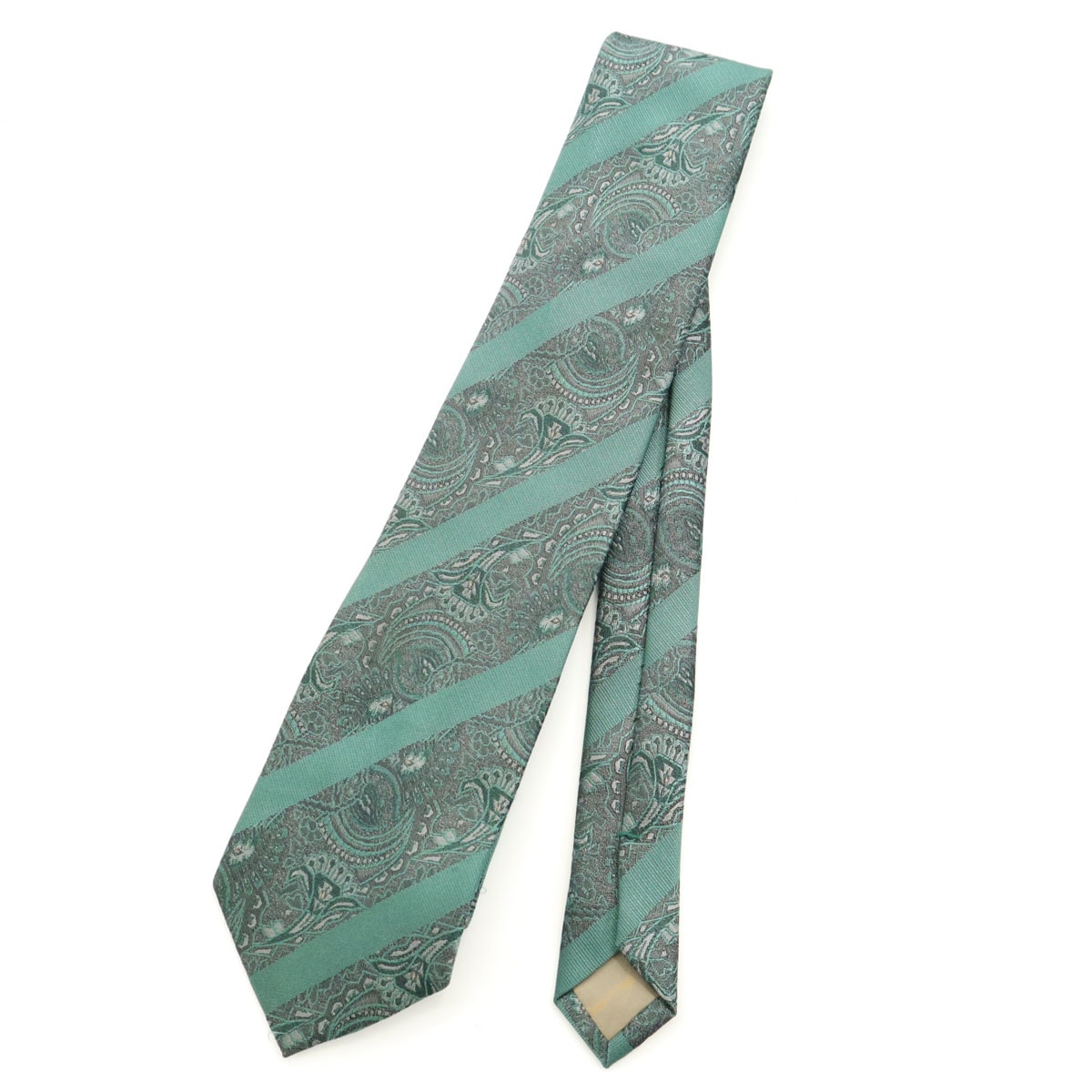 KENZO ケンゾー シルク 日本製 斜ストライプ 総柄 ネクタイ グリーン系