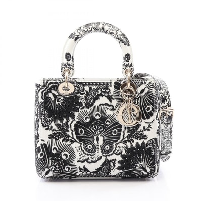 ディオール Dior LADY DIOR レディディオール ビーズ 2WAY ハンドバッグ バッグ レザー レディース ホワイト系 / ブラック系 【中古】
