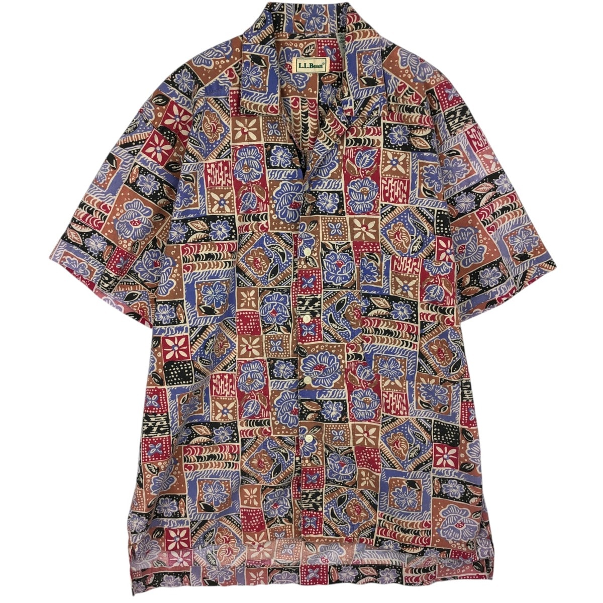 古着 90年代~ エルエルビーン L.L.Bean 総柄 花柄 半袖 オープンカラー コットンシャツ メンズM相当/eaa477693