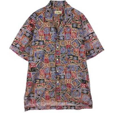 古着 90年代~ エルエルビーン L.L.Bean 総柄 花柄 半袖 オープンカラー コットンシャツ メンズM相当/eaa477693