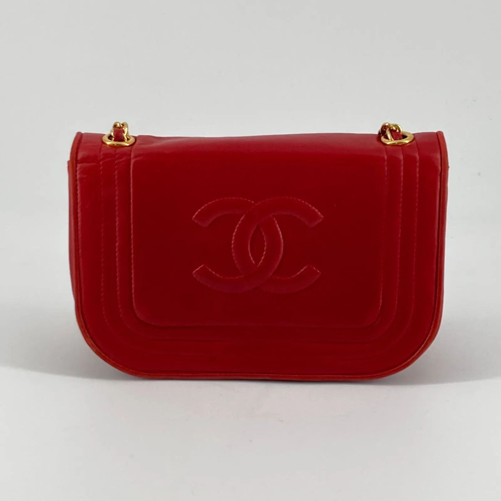 CHANEL(シャネル)ココマーク チェーン ショルダー バッグ 0番台 レッド