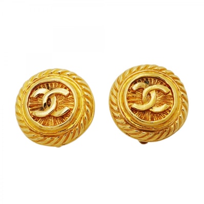 ★最終価格【6jcb0604-k】シャネル イヤリング ヴィンテージ ココマーク 丸型 サークル GPメッキ ゴールド【中古】レディース