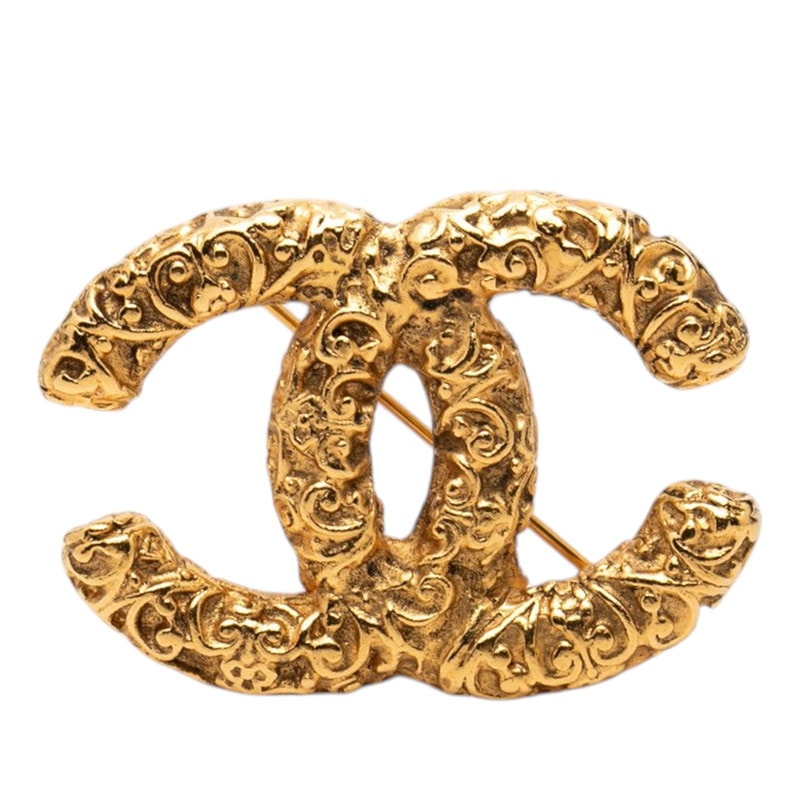 シャネル ココマーク ヨウガン 溶岩 モチーフ ブローチ ゴールド メッキ レディース CHANEL 【中古】