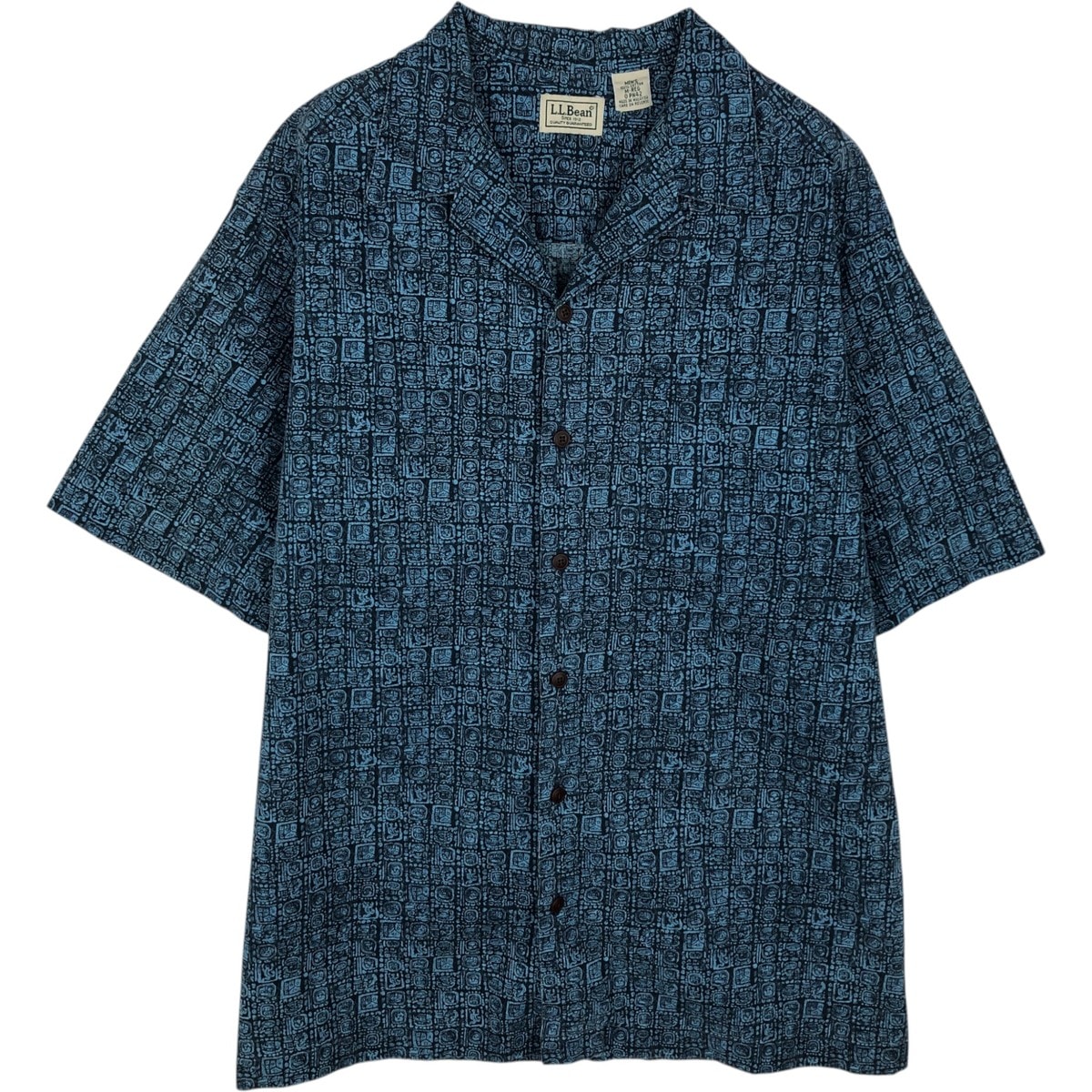 古着 エルエルビーン L.L.Bean 総柄 半袖 オープンカラー コットンシャツ ボックスシャツ メンズM相当/eaa478046