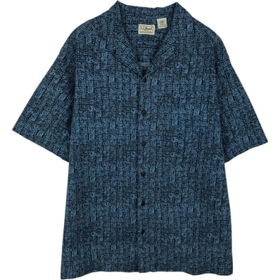 古着 エルエルビーン L.L.Bean 総柄 半袖 オープンカラー コットンシャツ ボックスシャツ メンズM相当/eaa478046