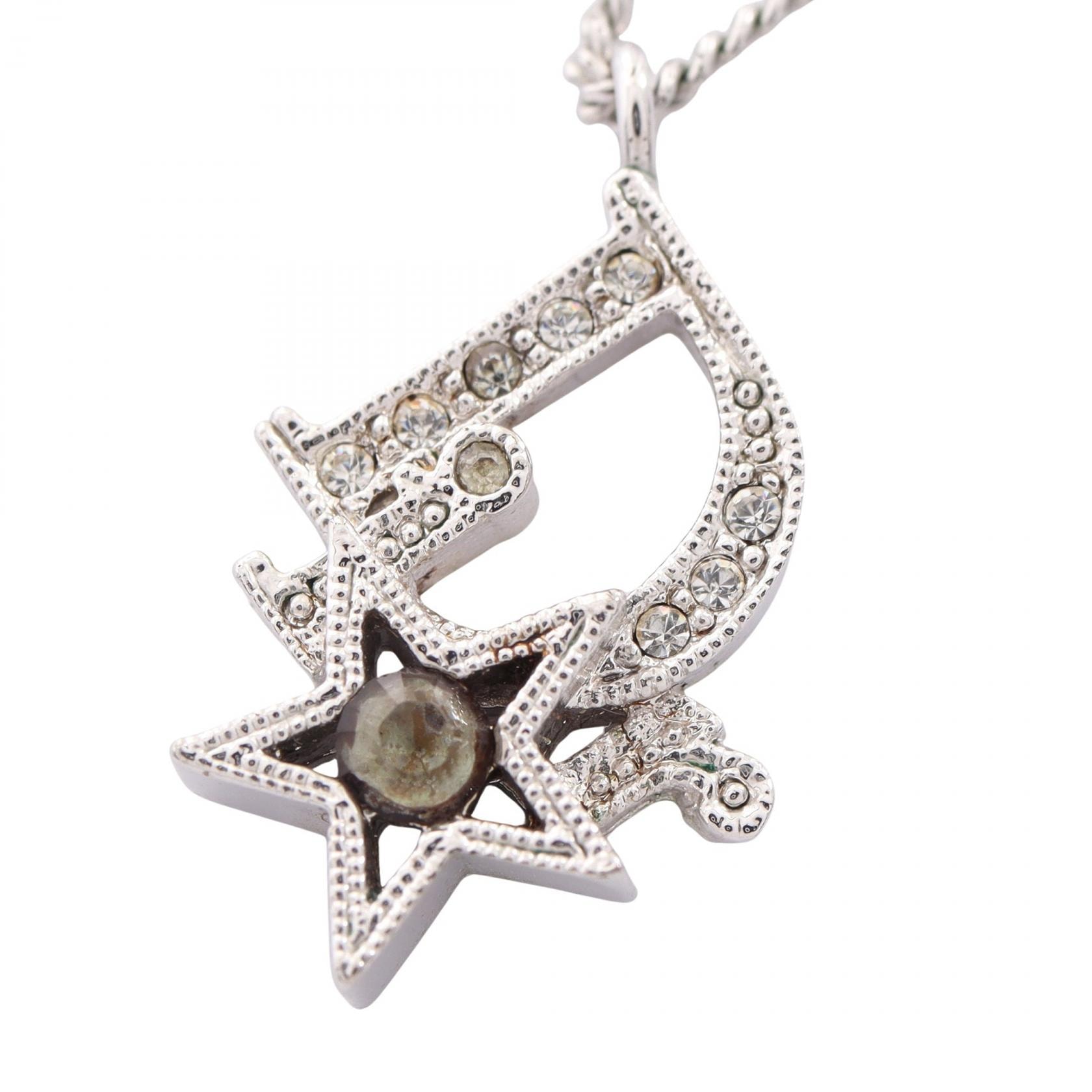 ディオール Dior ロゴ スター ネックレス ジュエリー メタル / ラインストーン レディース シルバー系 / クリア系 【中古】