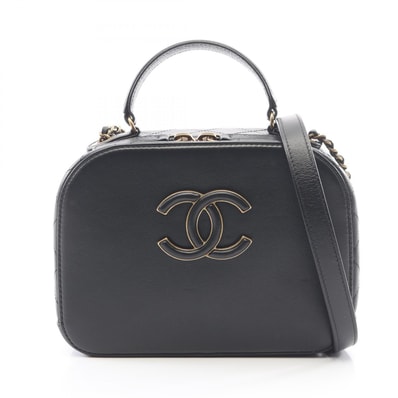 シャネル CHANEL マトラッセ バニティバッグ 2WAY ショルダーバッグ バッグ レザー レディース ブラック系 【中古】