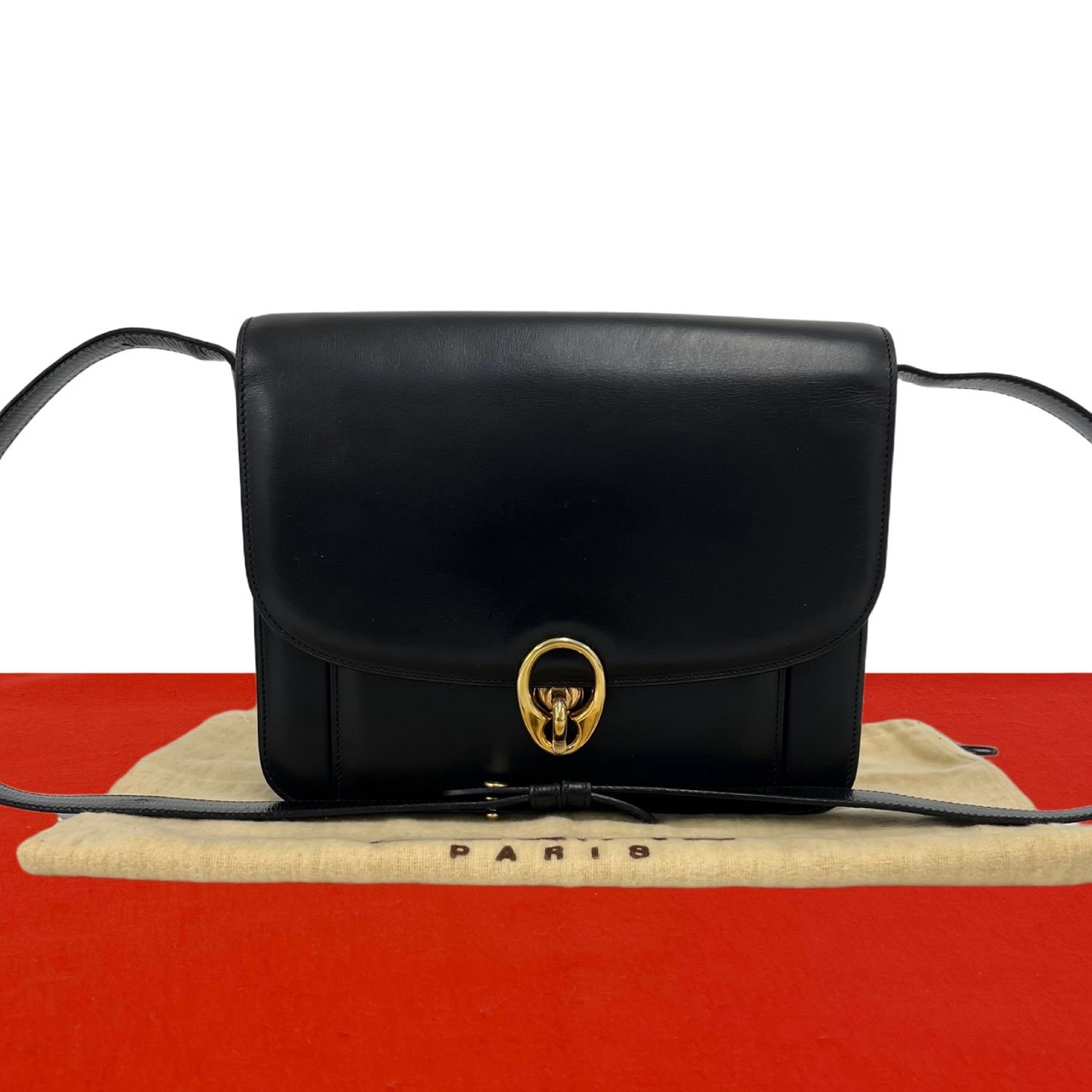 CELINE セリーヌ 金具 レザー ショルダーバッグ ブラック
 57913