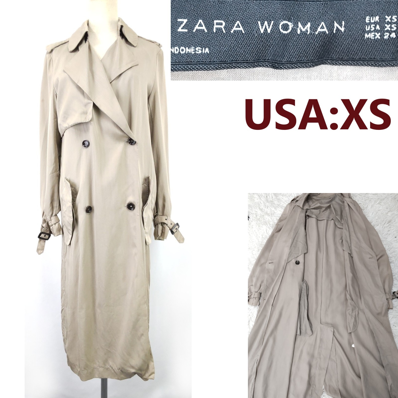 ZARA/ザラ★スタイリッシュ/トレンチコート【USA:XS/レディース/日本S相当/ベージュ】アウター/Coat◆BJ134-a