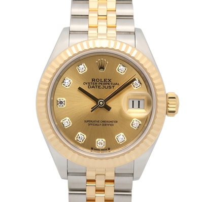 ロレックス ROLEX デイトジャスト 10Pダイヤ ランダム番 腕時計 時計 K18(イエローゴールド) ステンレススチール ダイヤモンド レディース ゴールド系 シャンパン/新ダイヤ 279173G 【中古】