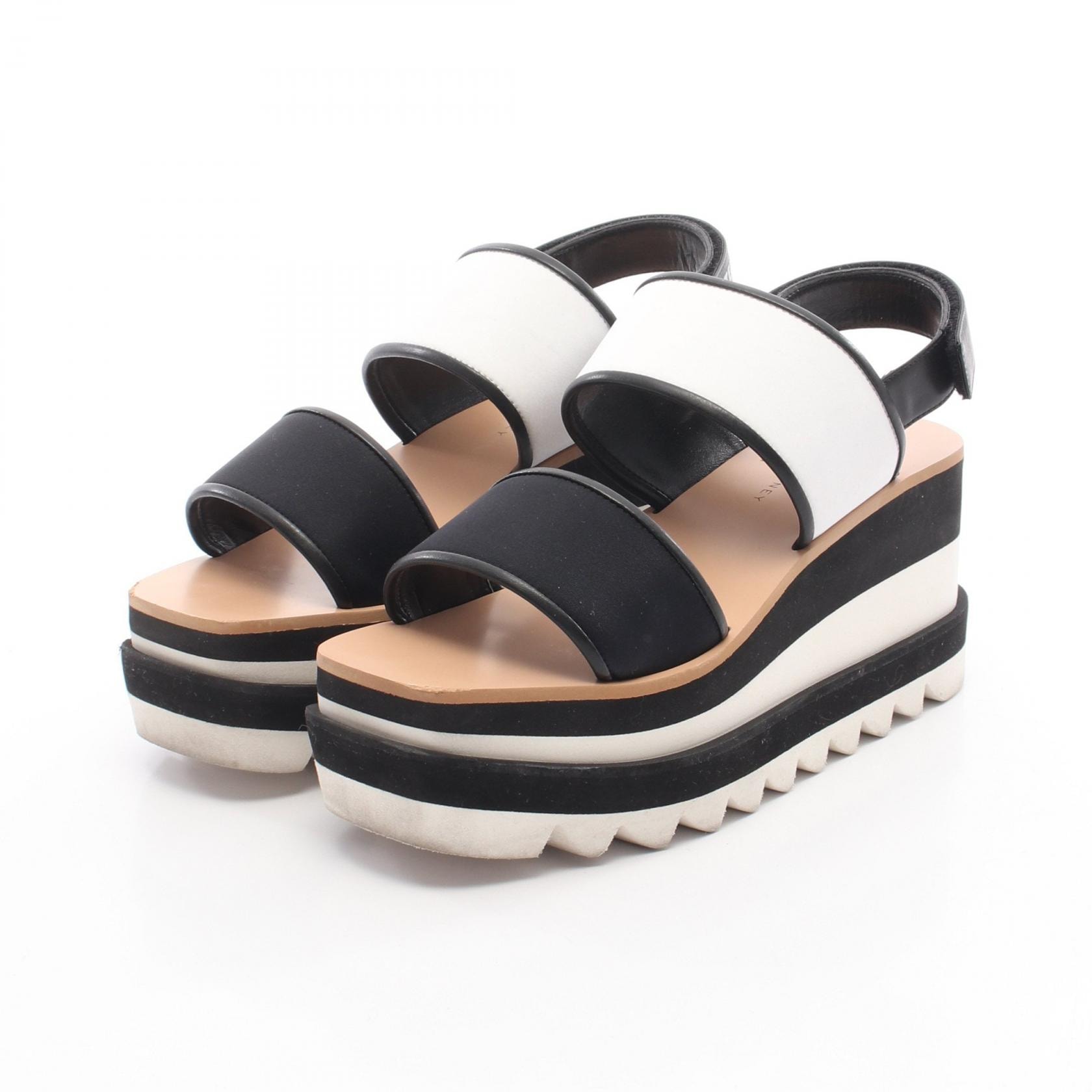 ステラマッカートニー Stella McCartney プラットフォーム サンダル 靴 ファブリック / フェイクレザー レディース ブラック系 / ホワイト系 【中古】