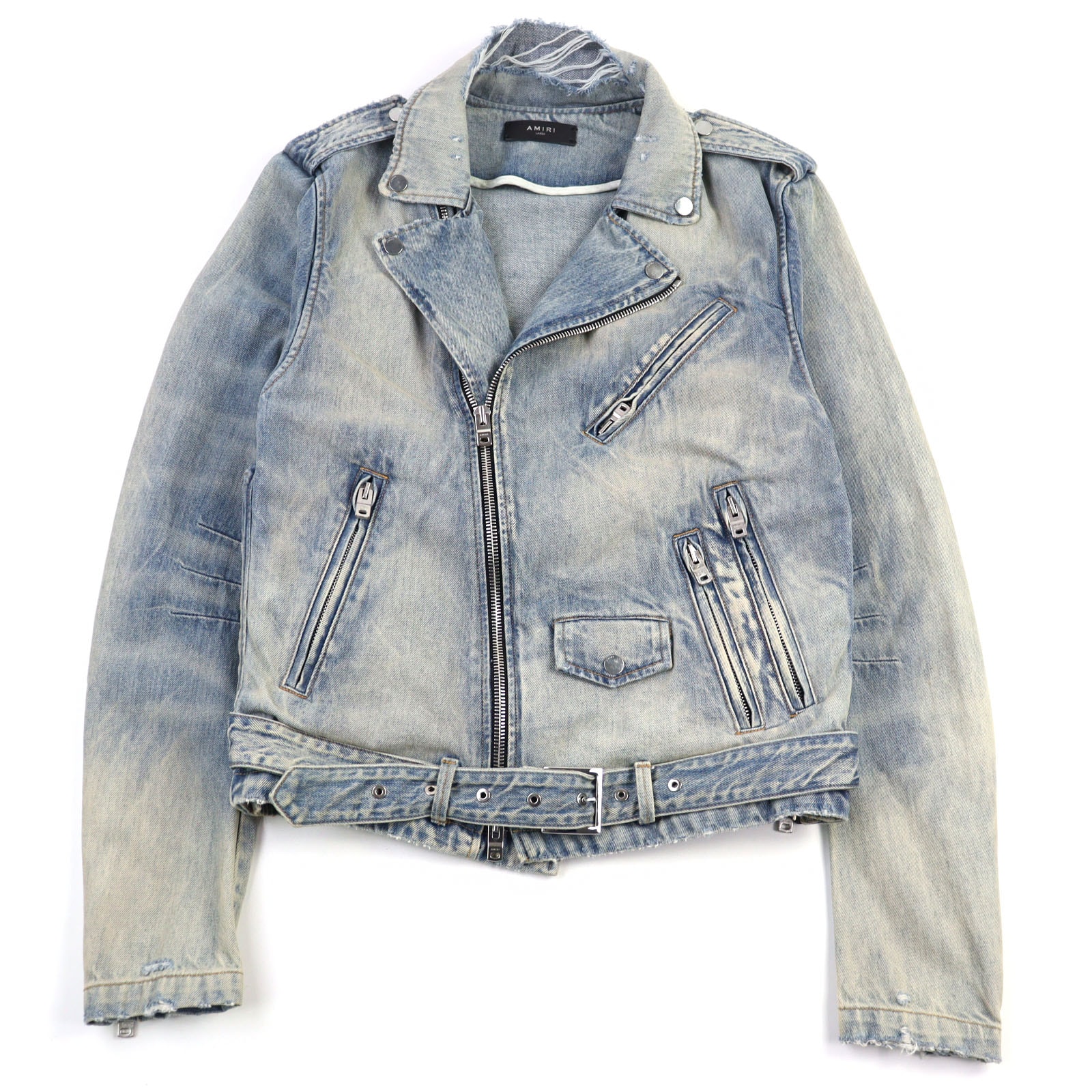 極美品 アミリ Damage Denim Riders Jacket 50