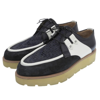 クリスチャンルブタン 美品 MARCELLO SPIKE インディゴ スパイク 厚底シューズ メンズ ネイビー×ホワイト 40 40