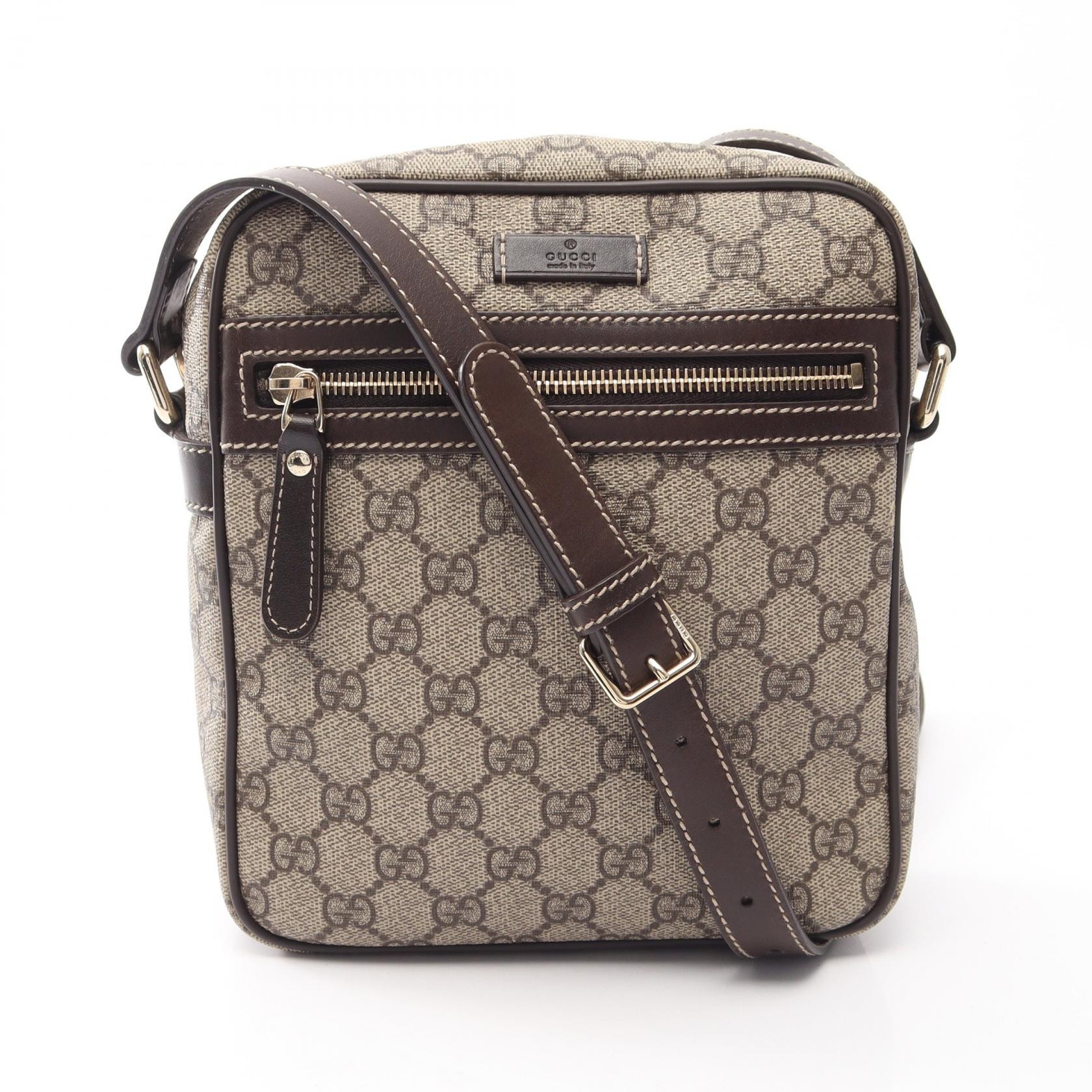 グッチ GUCCI GGスプリーム ショルダーバッグ バッグ PVCコーティングキャンバス レザー レディース ベージュ系 / ブラウン系 233268 【中古】