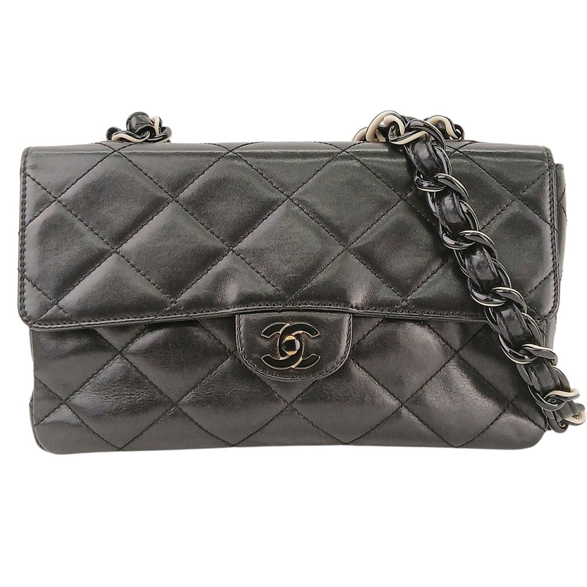 CHANEL シャネル マトラッセ プラスチック チェーンショルダーバッグ 6番台 ショルダーバッグ A15269 ラムスキン ブラック  レディース【中古】
