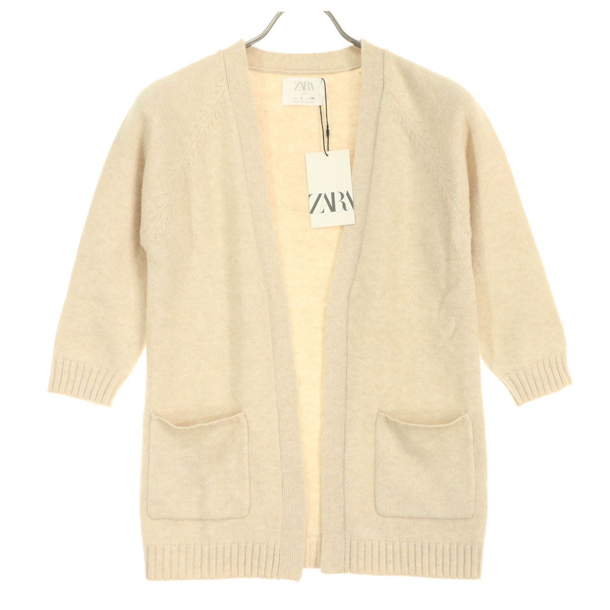 未使用 ZARA ザラ 7分袖 ニットカーディガン 8 ベージュ