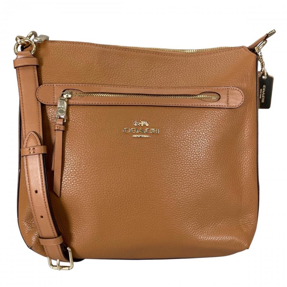 COACH コーチ ショルダーバッグ メイファイル ロゴ金具 斜め掛け F34823  ペプルレザー   ブラウン 茶 ゴールド金具 レディース 美品【中古品】