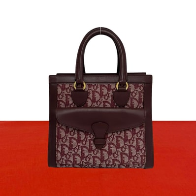 Christian Dior ディオール トロッター 柄 キャンバス レザー ハンドバッグ レッド
95634