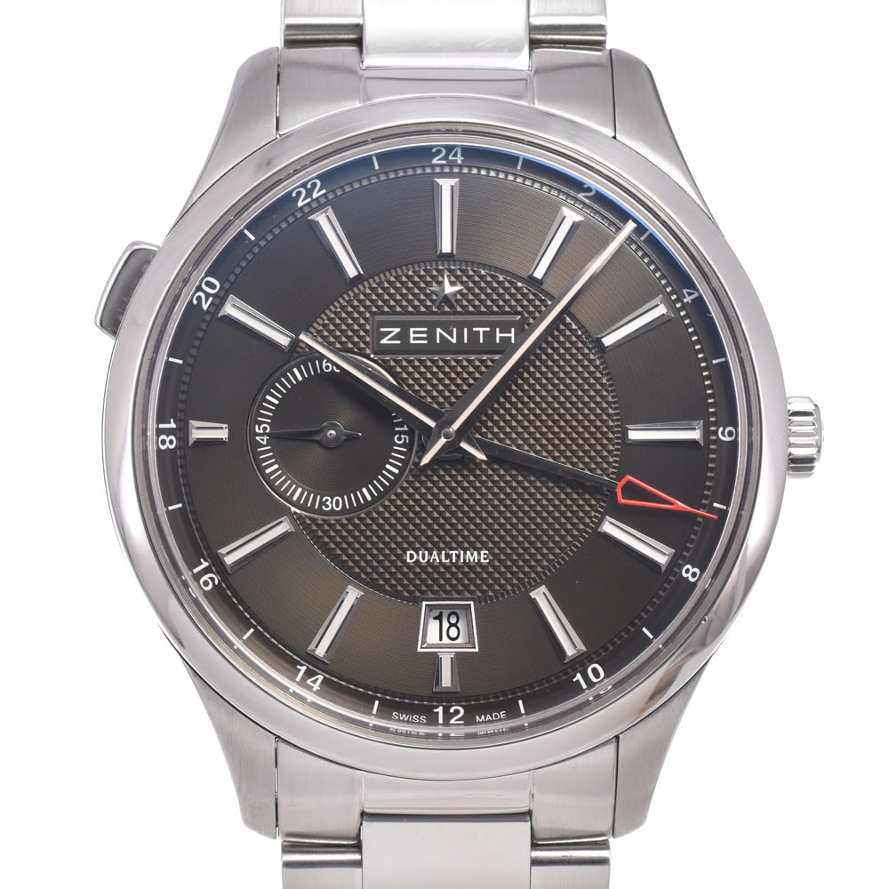 ゼニス ZENITH 03.2130.682/22.M2130 キャプテン デュアルタイム ブラック 自動巻き メンズ 良品 箱・保証書付き 腕時計 L#150716