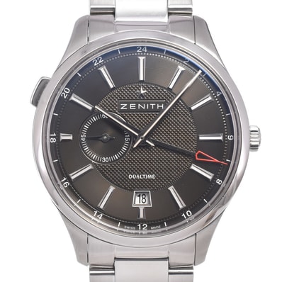 ゼニス ZENITH 03.2130.682/22.M2130 キャプテン デュアルタイム ブラック 自動巻き メンズ 良品 箱・保証書付き 腕時計 L#150716