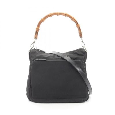 グッチ GUCCI バンブー ショルダーバッグ バッグ キャンバス レザー レディース ブラック系 000 8509 【中古】