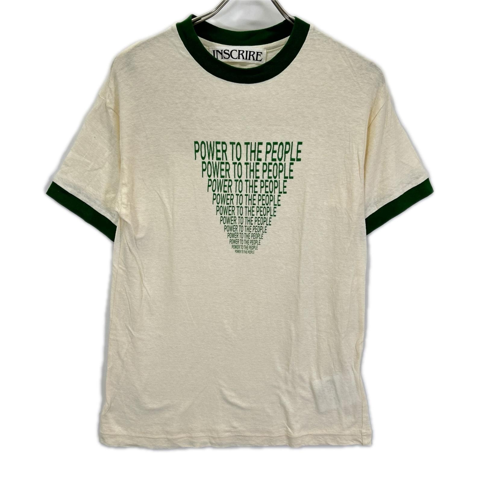 アンスクリア 122SS-CUT アイボリー×グリーン POWER TO THE PEOPLE LOGO TEE Tシャツ S