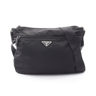プラダ PRADA トライアングルロゴ ショルダーバッグ バッグ ナイロン レザー レディース ブラック系 【中古】