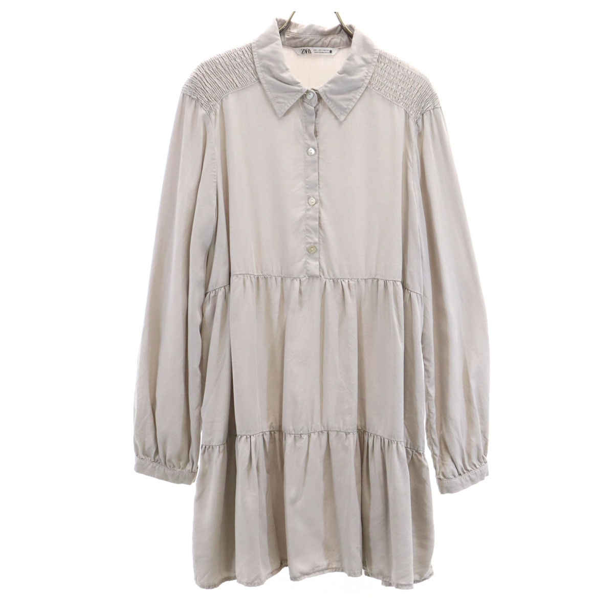 ZARA ザラ 長袖 シャツワンピース L グレー