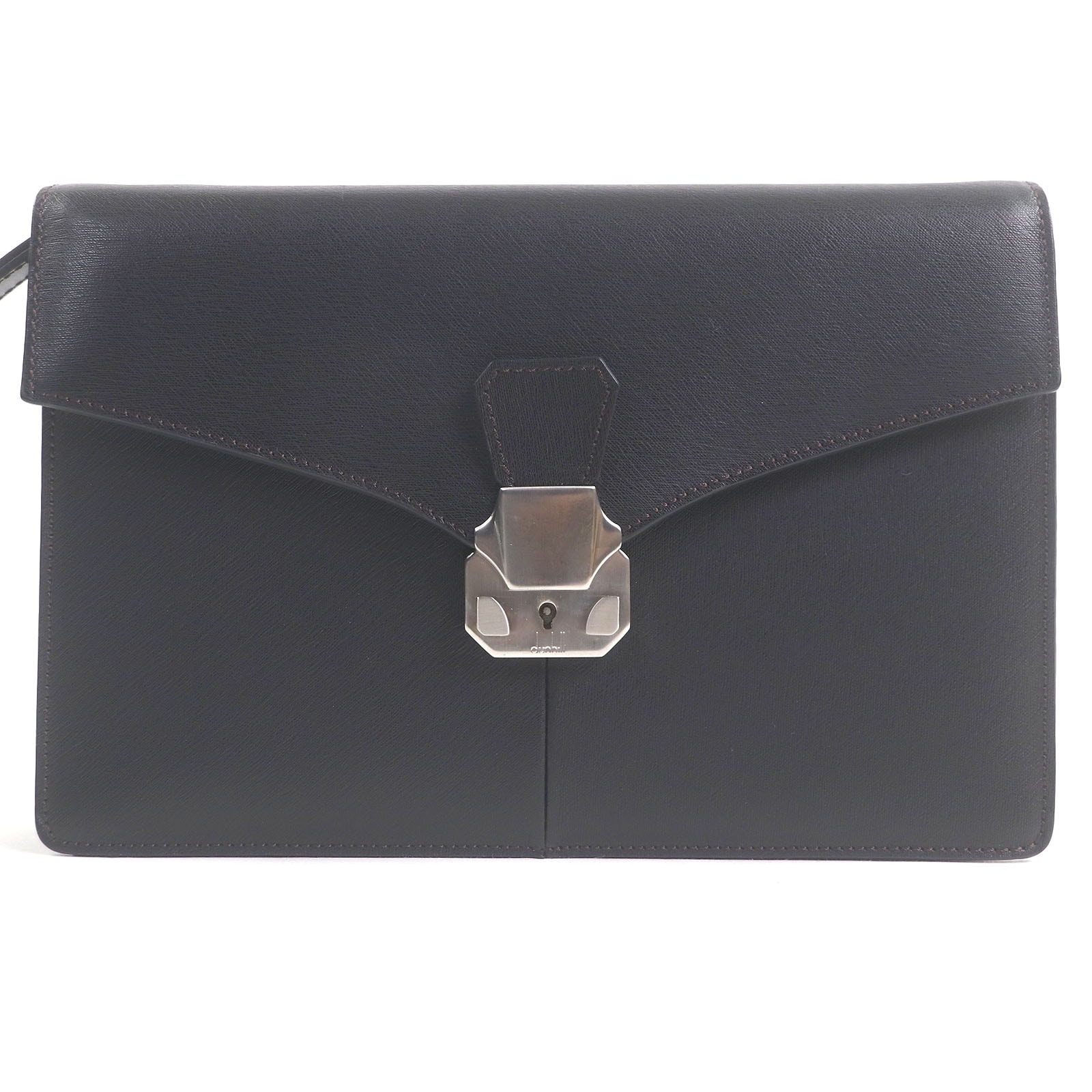 極美品 ダンヒル クラッチバッグ ダークブラウン メンズ