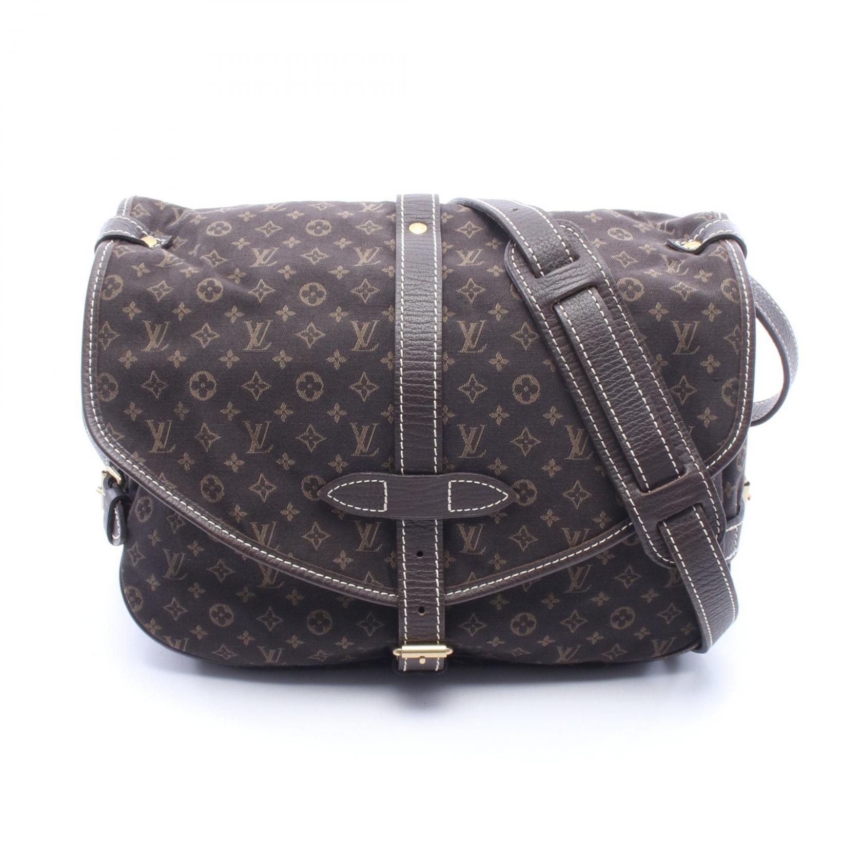 ルイ・ヴィトン LOUIS VUITTON ソミュール ショルダーバッグ バッグ キャンバス レザー モノグラム・ミニ・ラン エベヌ レディース ブラウン系 M95227 【中古】