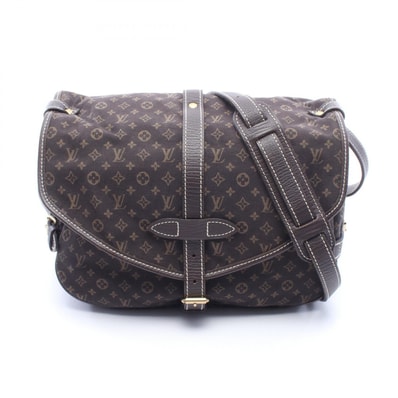 ルイ・ヴィトン LOUIS VUITTON ソミュール ショルダーバッグ バッグ キャンバス レザー モノグラム・ミニ・ラン エベヌ レディース ブラウン系 M95227 【中古】
