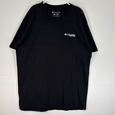 古着 コロンビア Columbia 半袖Tシャツ 両面 ラバープリント 魚 PFG クルーネック L ブラック メンズ