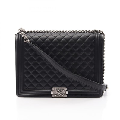 シャネル CHANEL ボーイシャネル ラージ ショルダーバッグ バッグ ラムスキン(羊革) メンズ ブラック系 【中古】