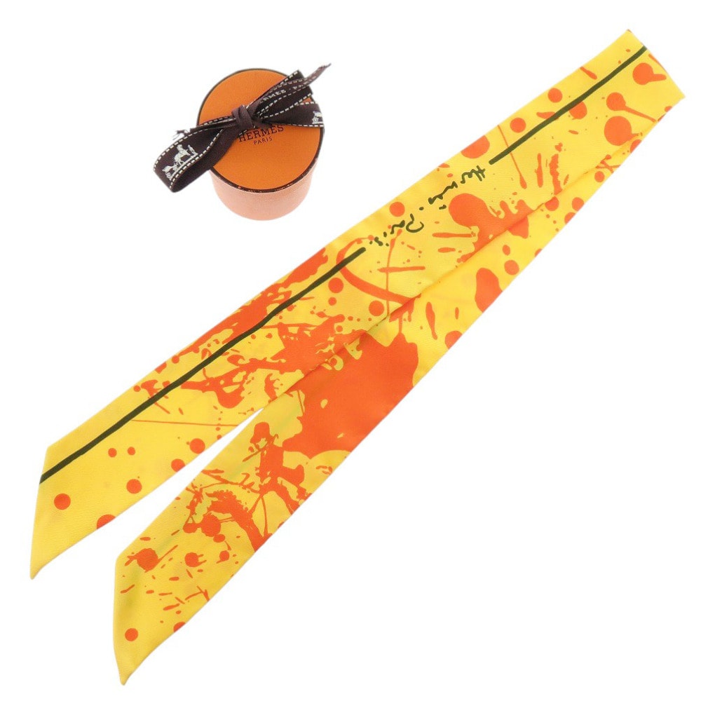 エルメス  ツイリー 思いがけない馬   シルク  イエロー オレ