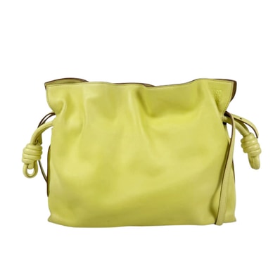 ロエベ LOEWE ショルダーバッグ クラッチバッグ フラメンコクラッチ ミディアム レザー イエローグリーン レディース【中古】 z11278