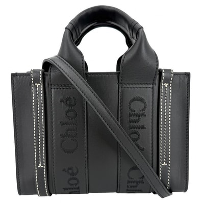 Chloe クロエ 2WAY WOODY ウッディ ミニ トートバッグ ミニハンドバッグ ショルダーバッグ 肩掛け 斜め掛け CHC22AP237 レザー ブラック 黒 レディース【中古品】