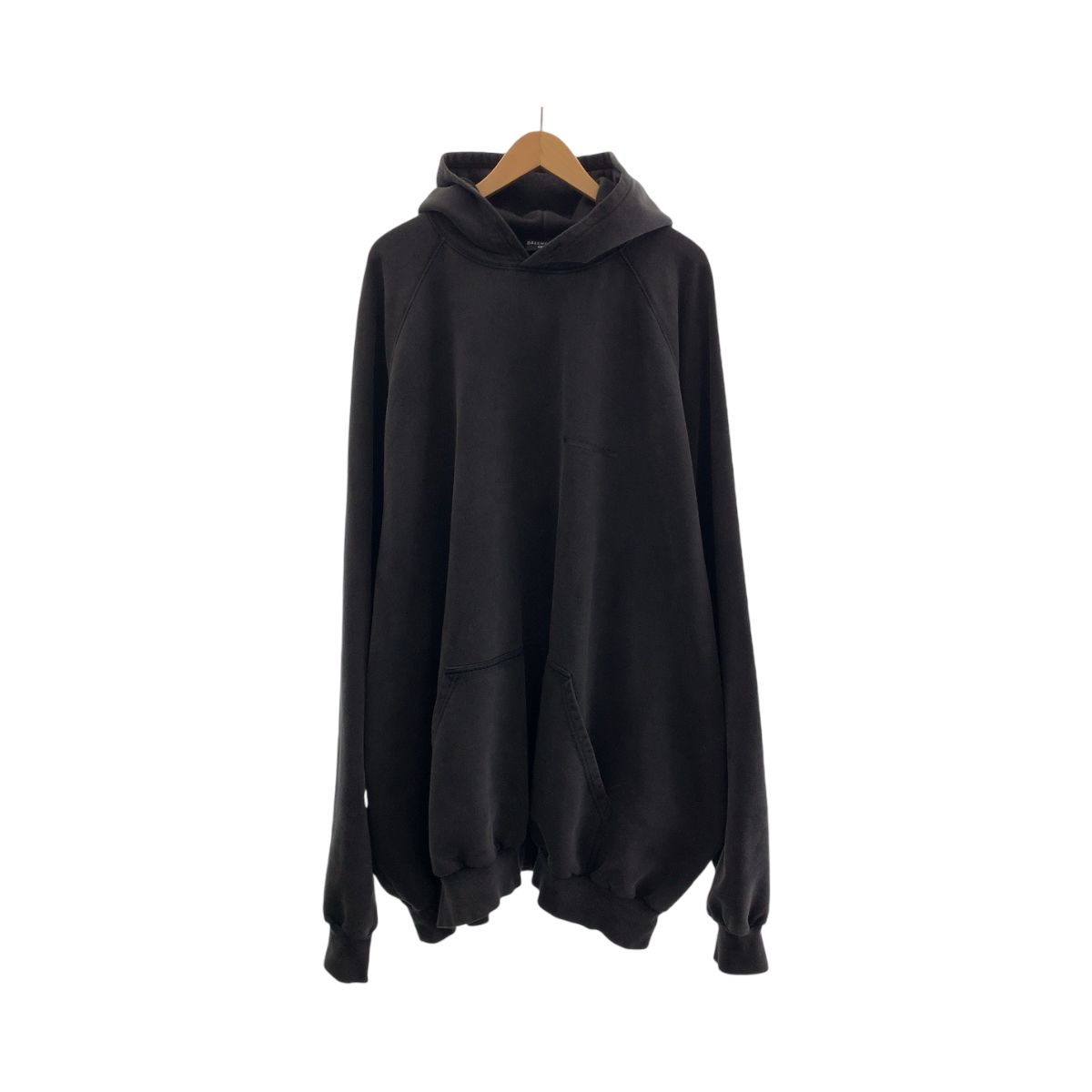 美品 BALENCIAGA バレンシアガ テーピングロゴ サイズ4 ブラック コットン パーカー フーディー 407948 【中古】