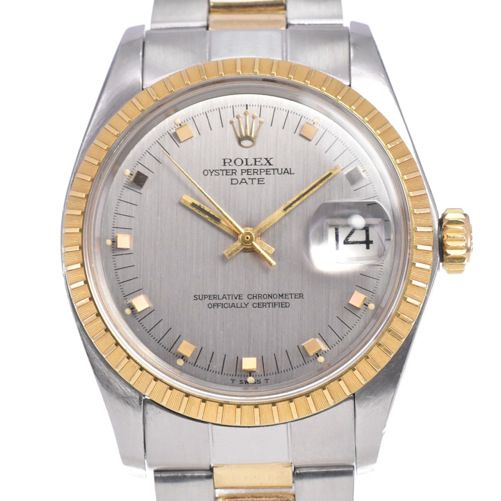 ロレックス ROLEX 1505 ヴィンテージ オイスターパーペチュアルデイト Cal.1570 グレー 自動巻き メンズ 良品 腕時計 D#149604