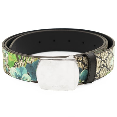 【美品】GUCCI グッチ ベルト メンズ レディース ユニセックス 115-46 サイズ 546375 レザー ロゴ GG ブルームス スプリーム モノグラム フローラル 花柄 シルバーバックル 小物 袋付属 マルチカラー イタリア製