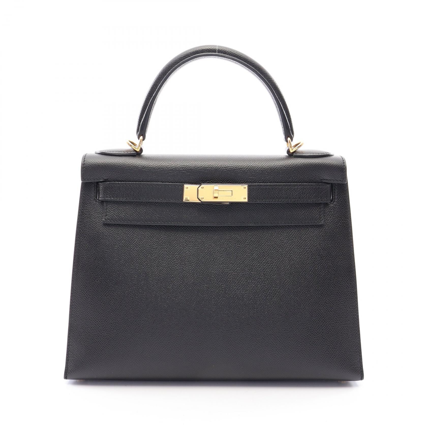 エルメス HERMES ケリー28 外縫い 2WAY ハンドバッグ バッグ レザー ヴォーエプソン T刻印(2015年製造) レディース ブラック系 【中古】
