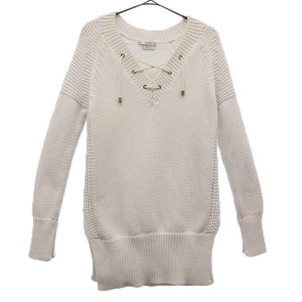 ZARA KNIT ザラニット 長袖 ニット USA S ホワイト セーター